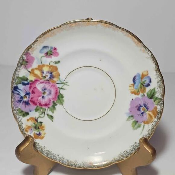 Royal Sealy Teacup and Saucer Sweetpea Pink Purple Flowers Vintage - Picture 6 of 10